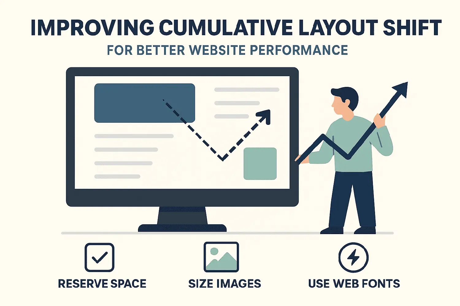 A visual guide on enhancing cumulative layout shift (CLS) for better website performance.