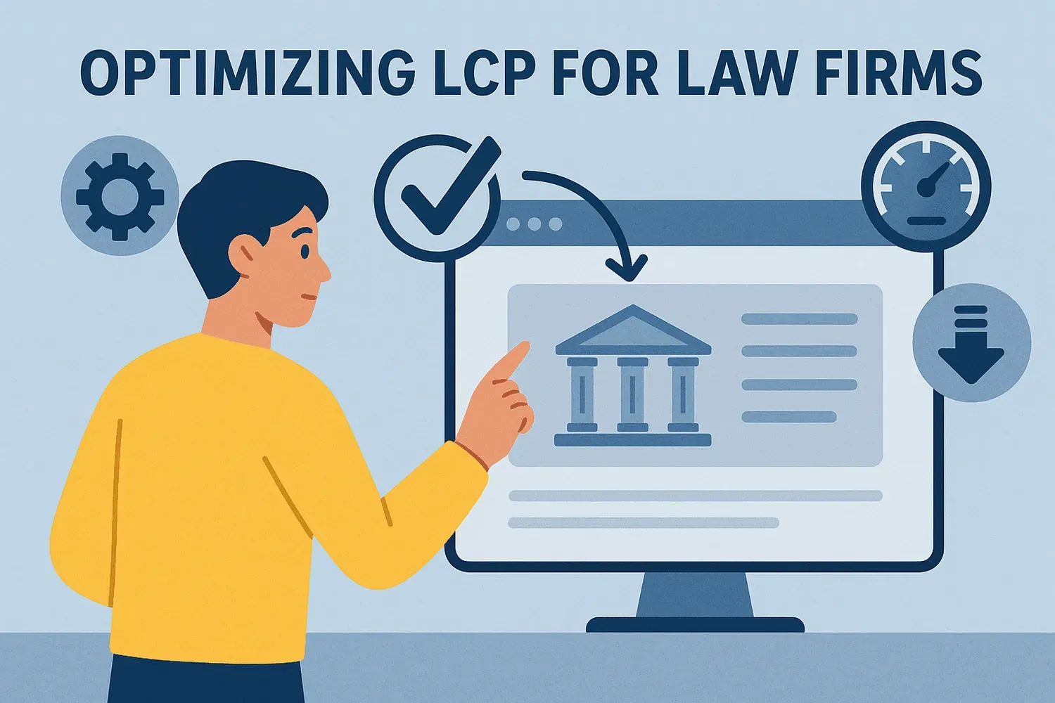 An image illustrating the process of optimizing Largest Contentful Paint (LCP) for law firms.