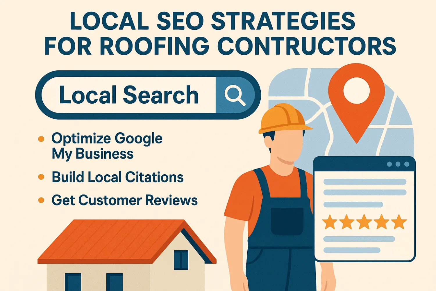 An image showing local SEO strategies for roofing contractors, highlighting the importance of local search.