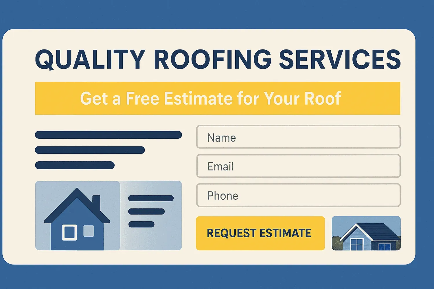 Example of optimized roofing landing page with clear headline and form