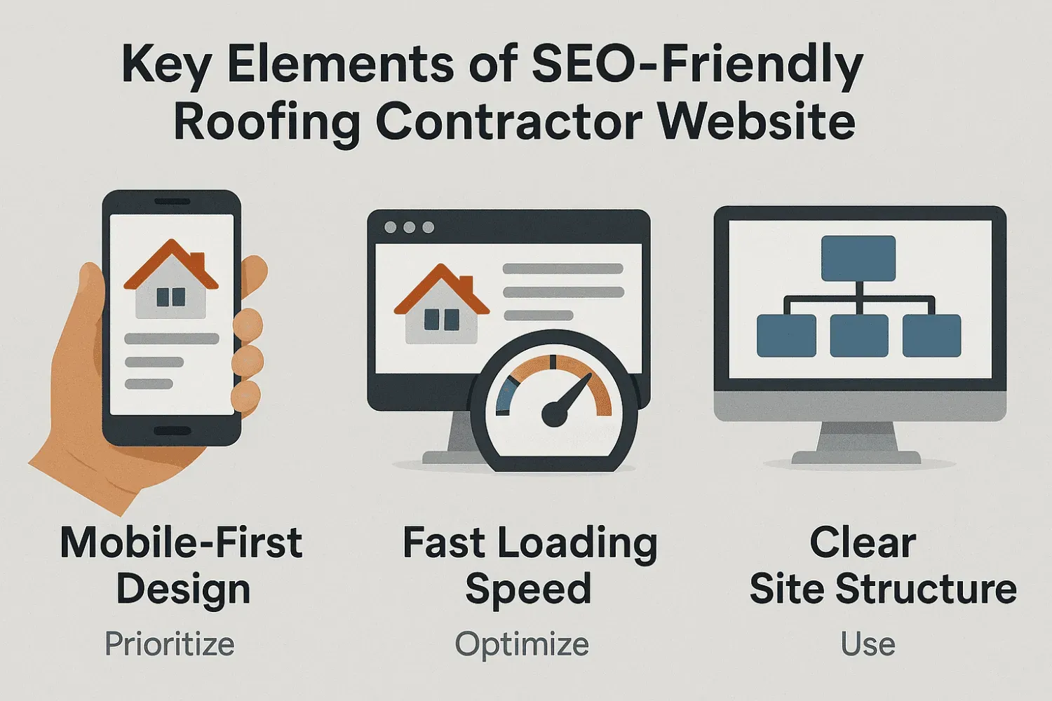 Key elements of an SEO-friendly roofing contractor website.