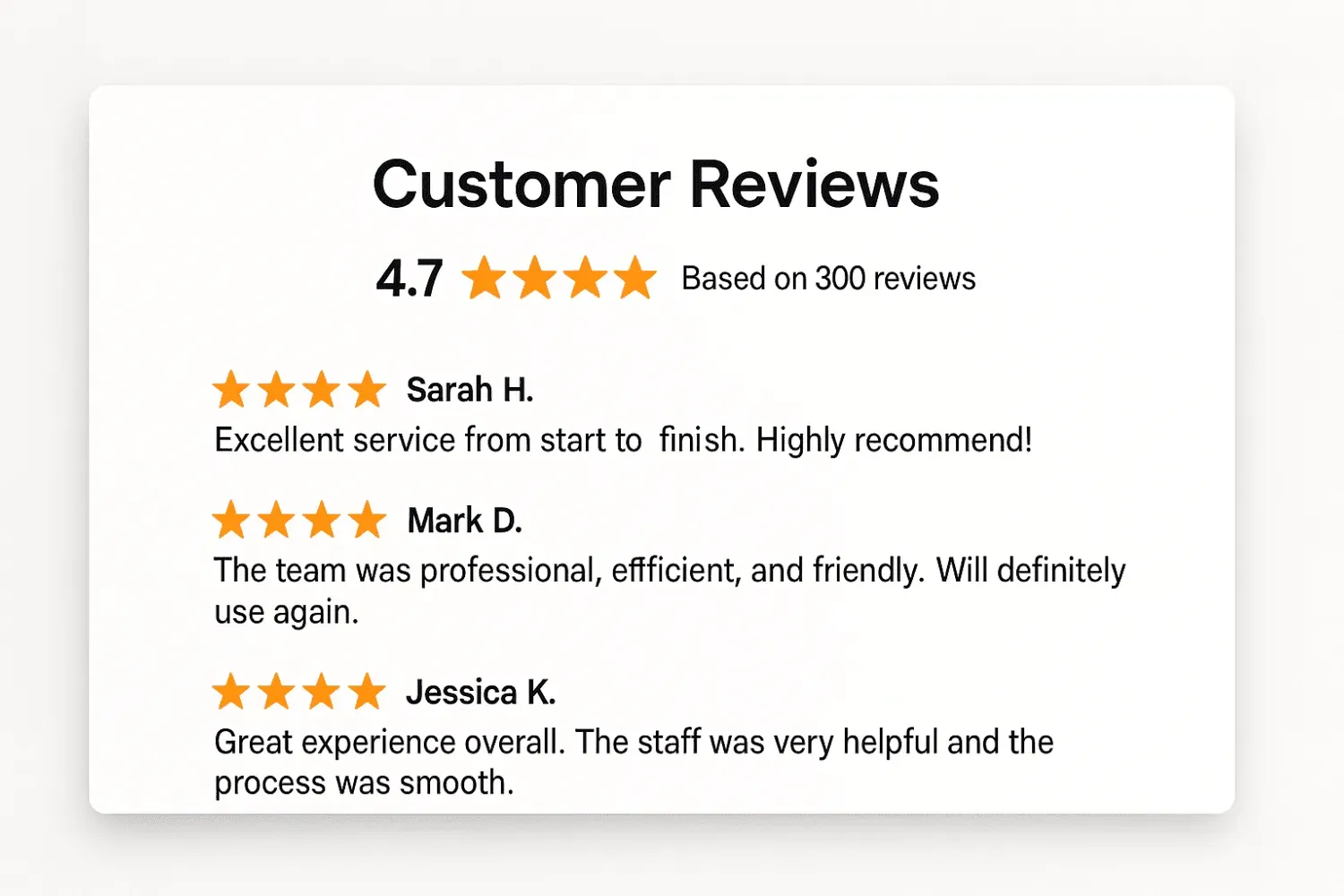 Screenshot showing customer reviews and star ratings on a website
