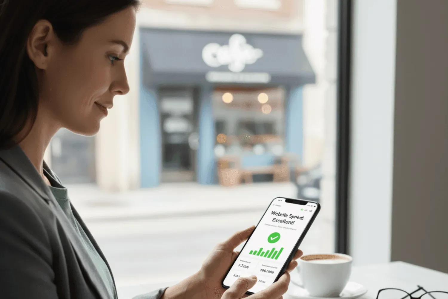 The image displays website speed test results, highlighting significantly improved loading times, which are crucial for enhancing user experience and engagement. This reflects modern web design trends aimed at optimizing performance for mobile users and ensuring a seamless user interaction across various devices.