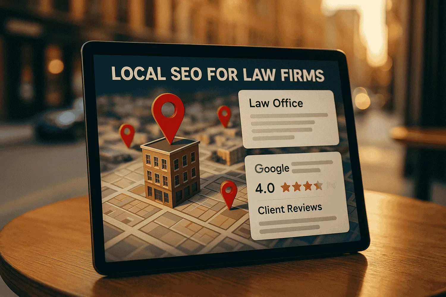 Visual guide on local SEO strategies for law firms.