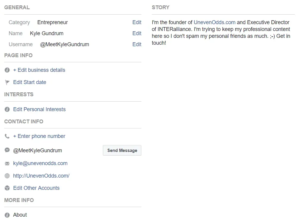 Facebook Page Details