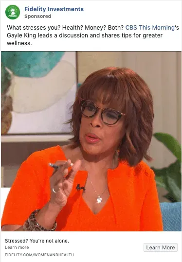 Fidelity Facebook ad.