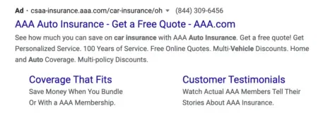 Google callout extensions