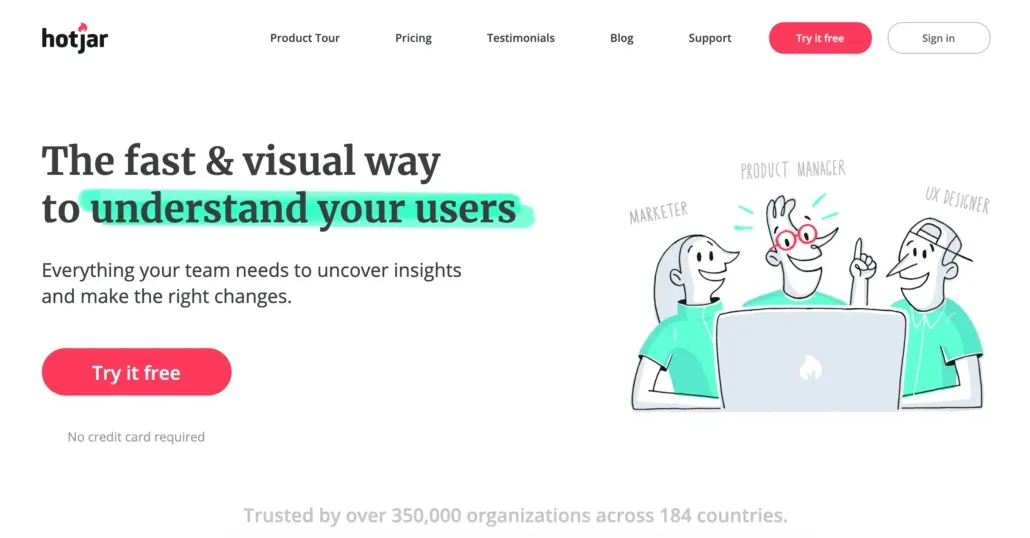 Hotjar home page.
