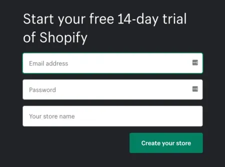 Shopify free trial.