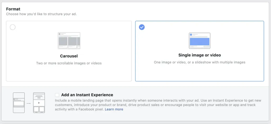 Single image Facebook ad.