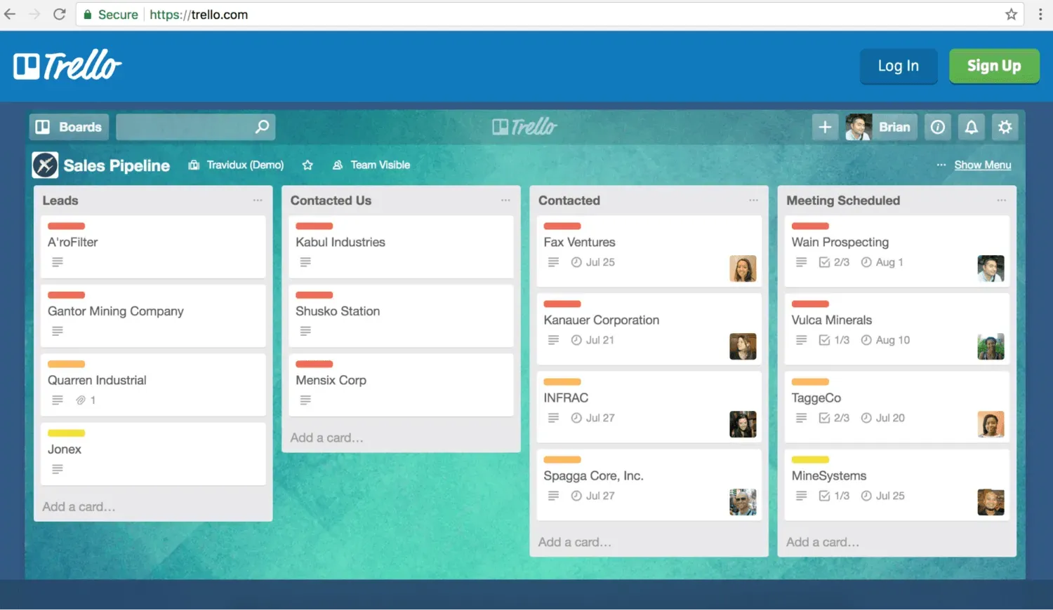 Trello board.