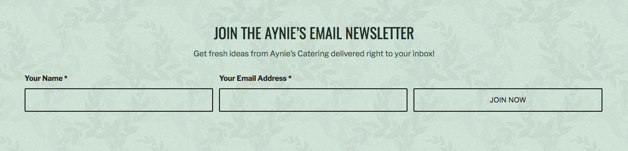 Aynie'S Catering Email Form.