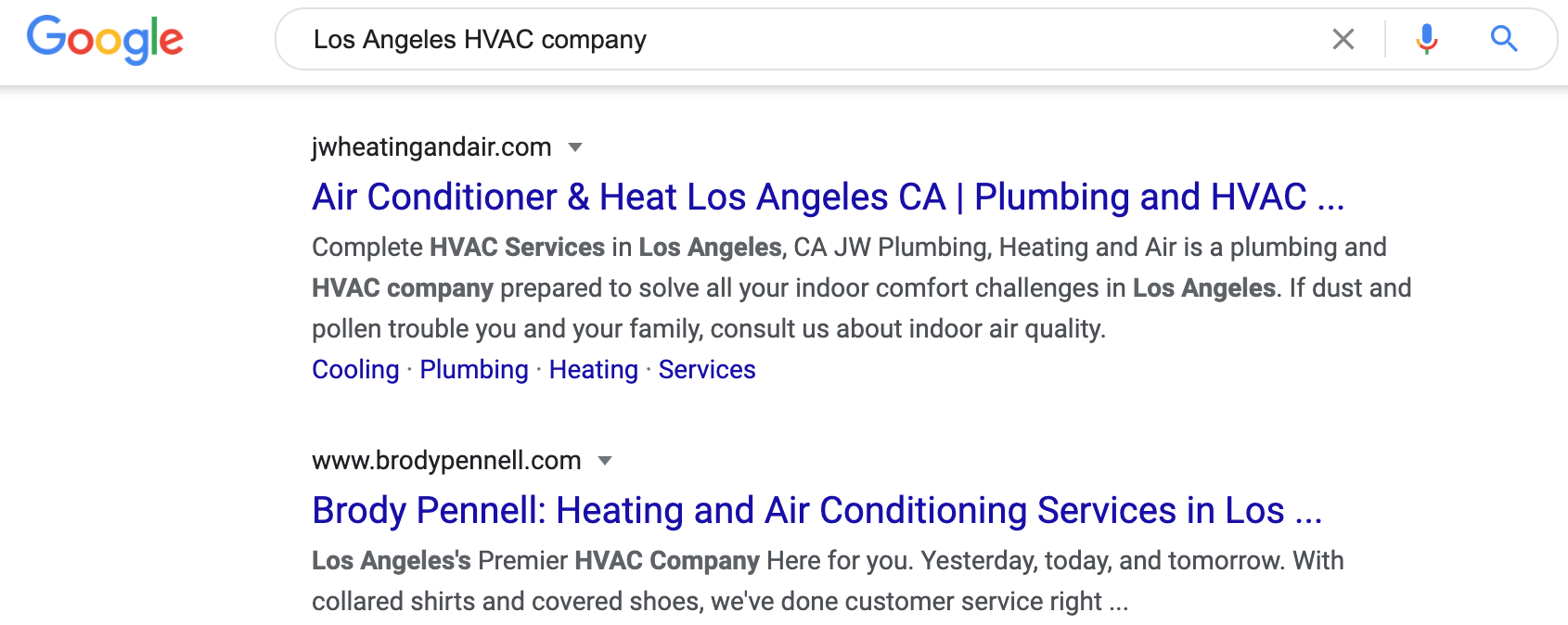 Google Results For Los Angeles Hvac.