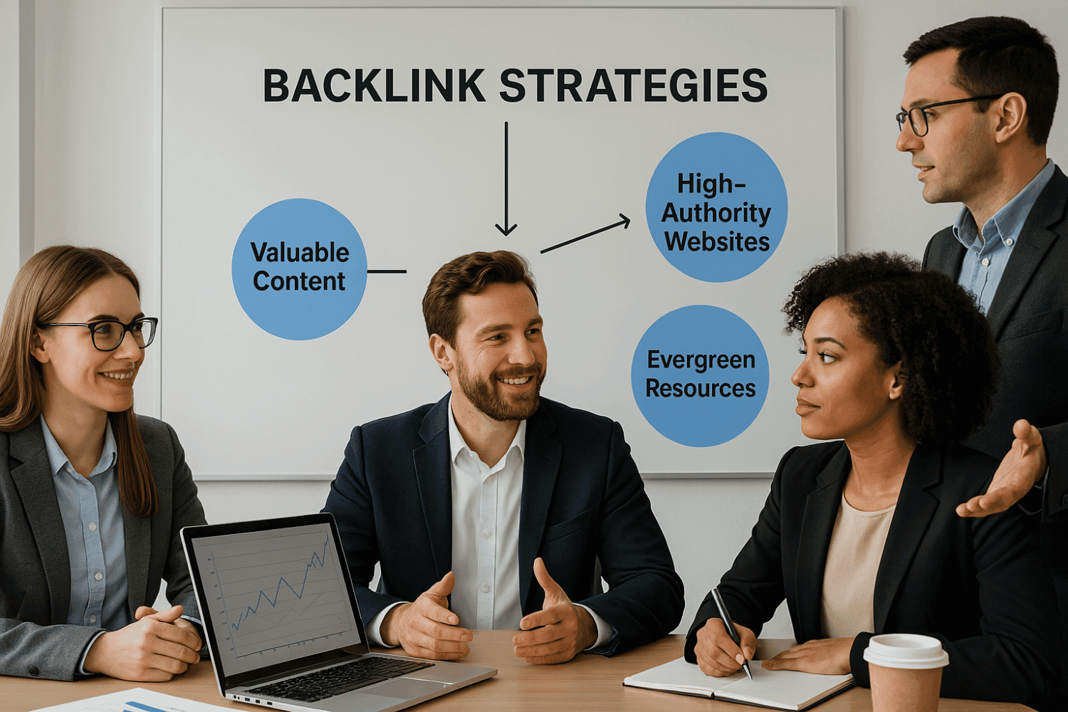 Top Roofer Seo Marketing Strategy Tips For 2025 13 A Group Of Professionals Discussing Backlink Strategies In A Meeting.