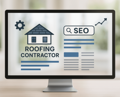 Top Tips for SEO Web Design Roofing Contractor Websites 1 A roofing contractor's website showcasing SEO web design principles.