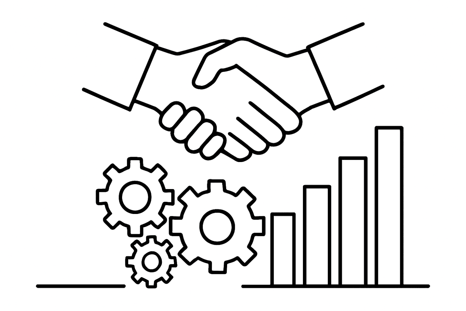 Minimalist Handshake Over Gears And Charts Reflecting A Results-Driven Digital Marketing Strategy From The Best Local Seo Company That Boosts Local Reach And Visibility