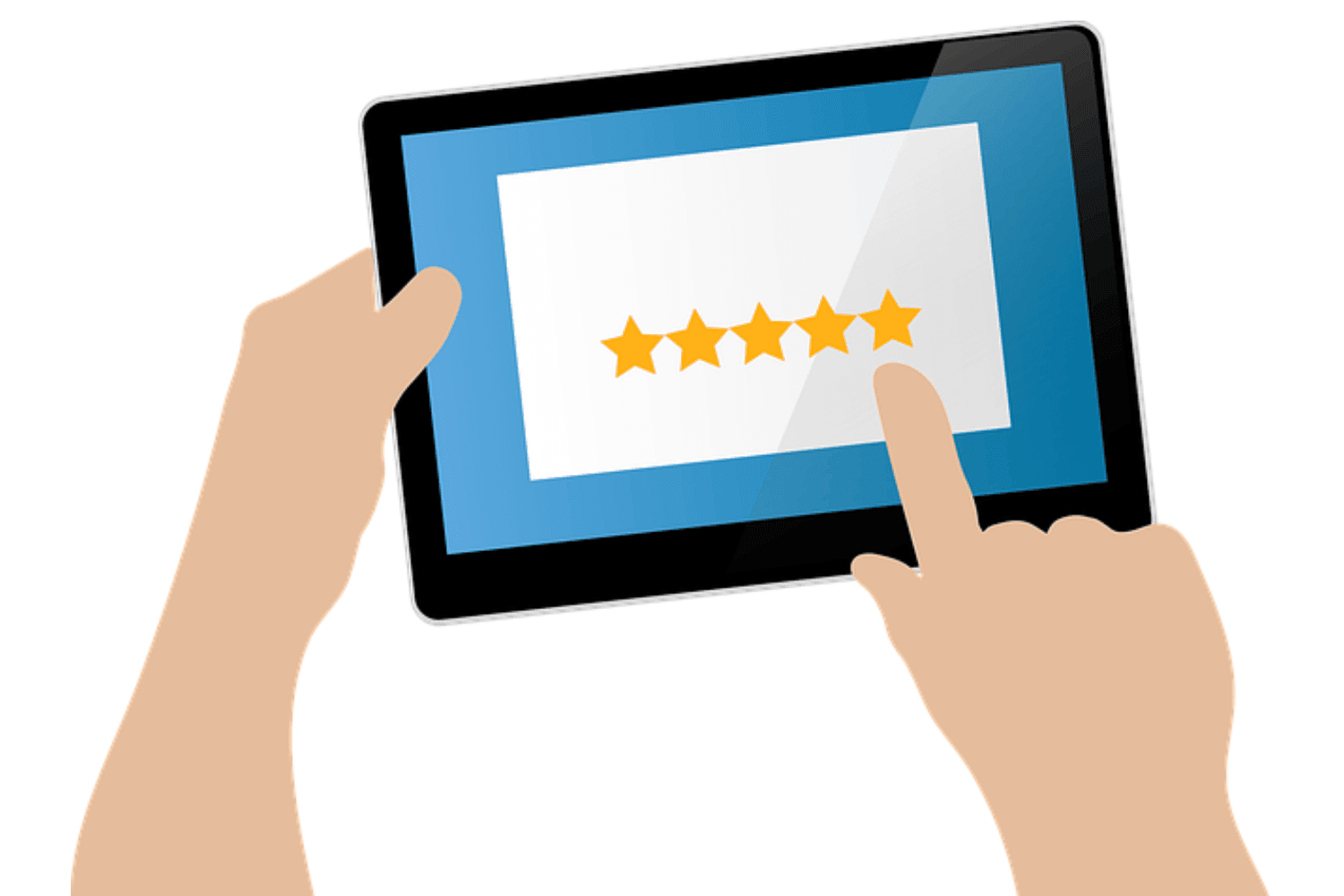 Customer Leaving A Positive Google Review On A Laptop