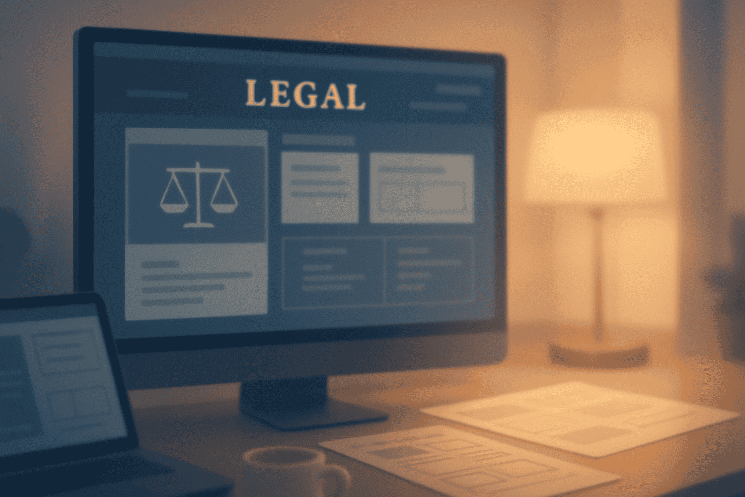 A Blurred Image Of A Lawyer Website Redesign Process With Visible Design Elements.