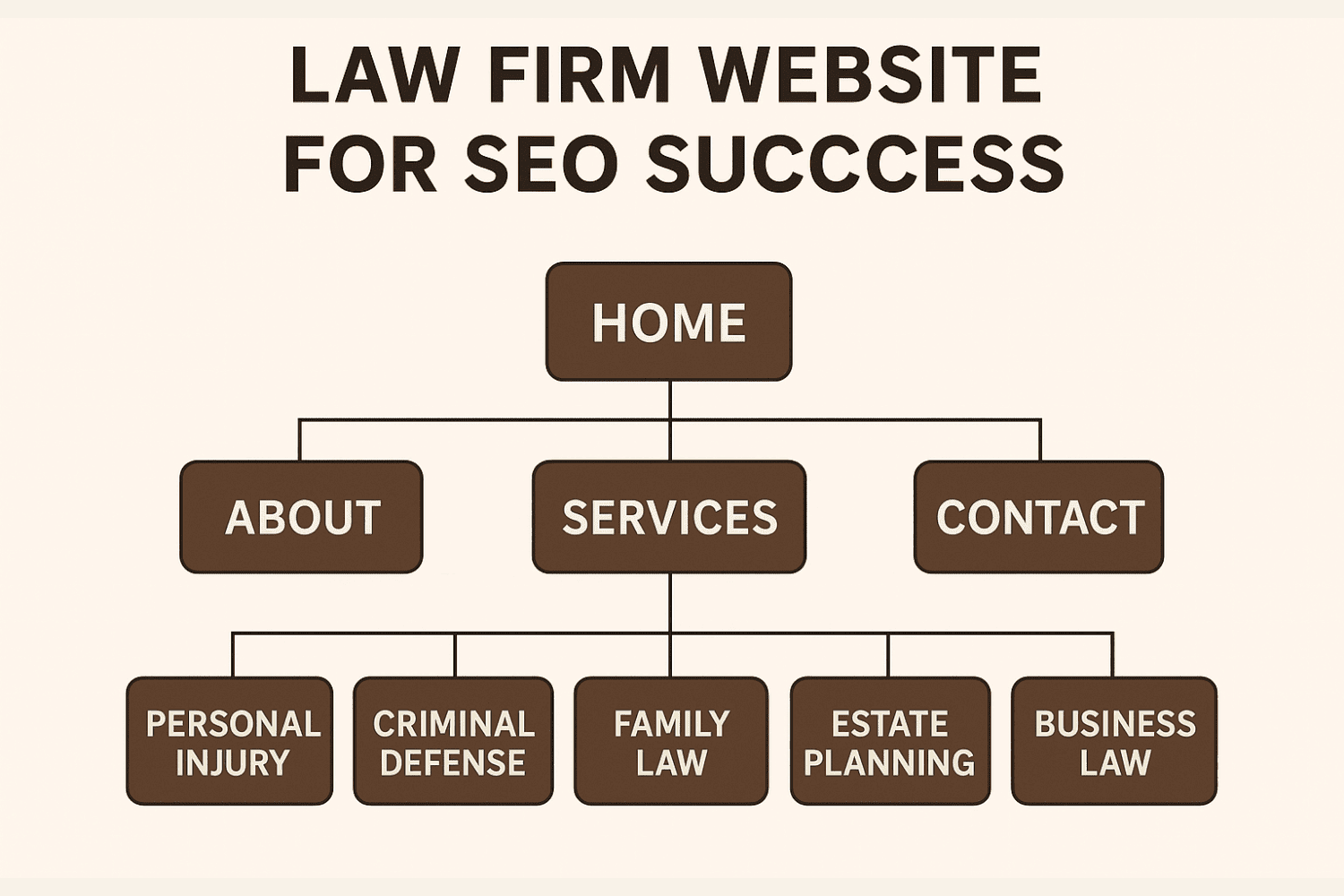 A Diagram Illustrating The Structure Of A Law Firm Website Optimized For Seo Success.