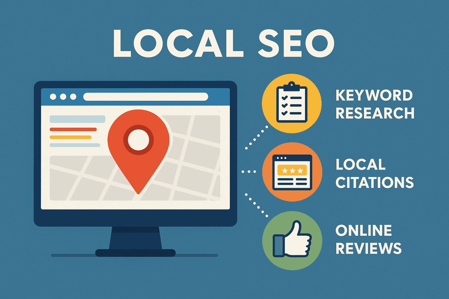 A Visual Representation Of Local Seo Strategies For A Website.