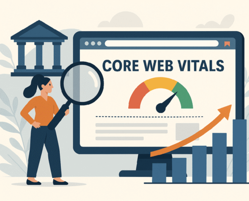 An Illustration Depicting Core Web Vitals Optimization For Law Firm Websites.