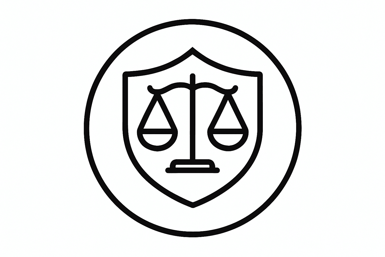 Law Firm Digital Marketing Symbol – Balanced Scales Of Justice Within A Shield