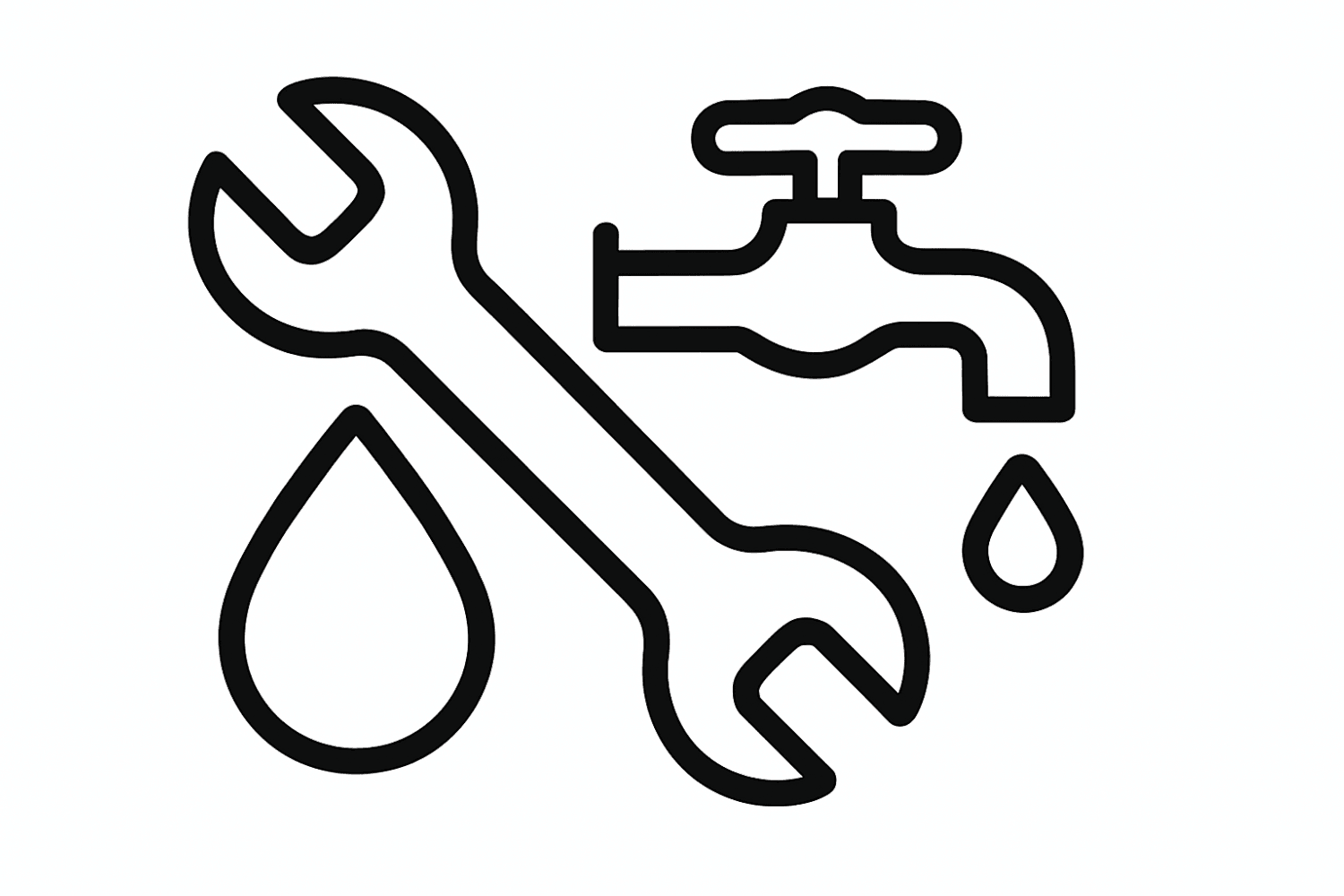 Plumbing Services Marketing Vector Icon – Crossed Wrench And Water-Droplet