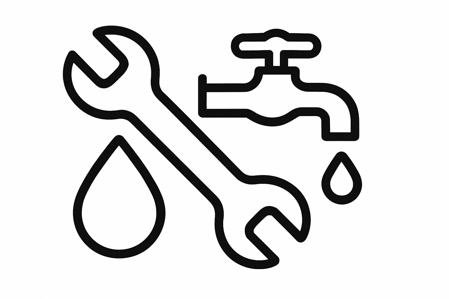Plumbing Services Marketing Vector Icon – Crossed Wrench And Water-Droplet