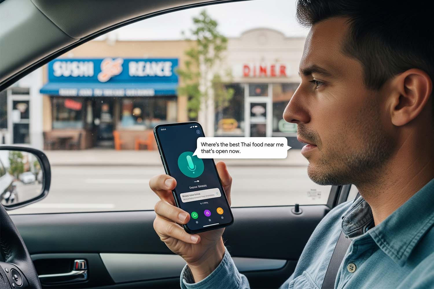 An Image Of A Guy Using Voice Search