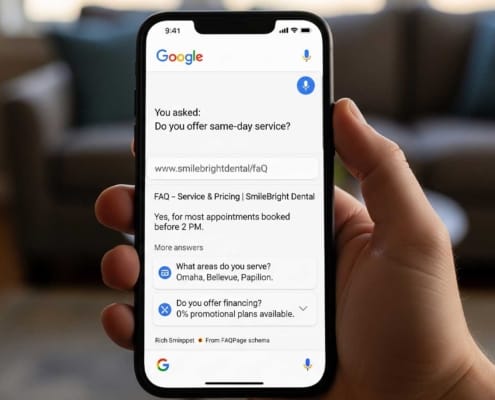 A Mobile Device Displays A Voice Search Interaction, Showcasing A User Asking A Question And Receiving Structured Faq Results. The Screen Highlights Rich Snippets And Alternative Answers From A Faq Page, Illustrating How Voice Search Can Effectively Provide Users With Quick Access To Relevant Information.