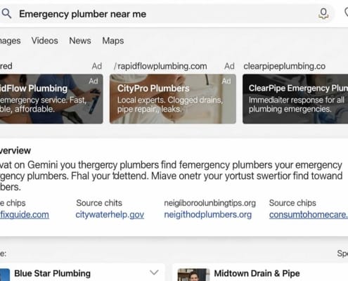 In This Image, The Search Engine Results Page (Serp) Displays Google'S Search Generative Experience (Sge) Interface, Where Paid Ads Dominate The Top Section, Pushing Organic Listings Further Down The Page. The Layout Highlights The Evolving Search Landscape And User Behavior As They Interact With Search Queries And Ads.