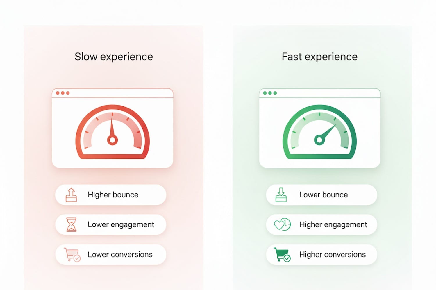 How Website Speed Impacts Conversions And Seo: What You Should Do About It 10 The Image Illustrates The Correlation Between Website Speed And User Behavior, Highlighting How Faster Page Load Times Can Lead To Improved Conversion Rates And A Better Overall User Experience. It Emphasizes Key Metrics Such As Core Web Vitals And Loading Speed, Demonstrating Their Significant Impact On Bounce Rates And Customer Engagement.