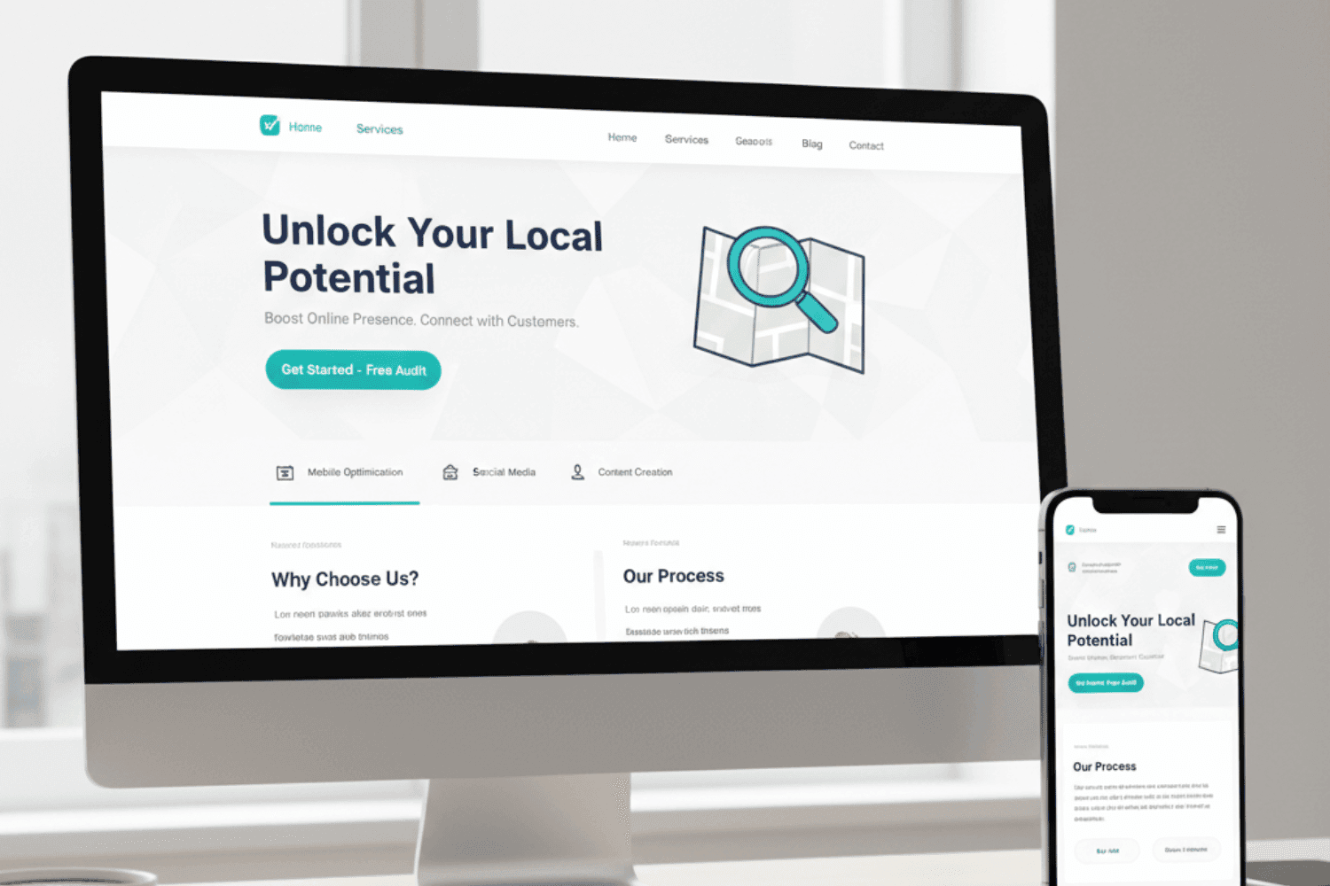 Web Design Trends For 2026: Essential Guide For Service Businesses And Local Brands 14 The Image Depicts A Clean And Modern Website Layout Featuring Clear Navigation And A Well-Defined Conversion Path, Designed To Enhance User Experience And Engagement For Site Visitors.