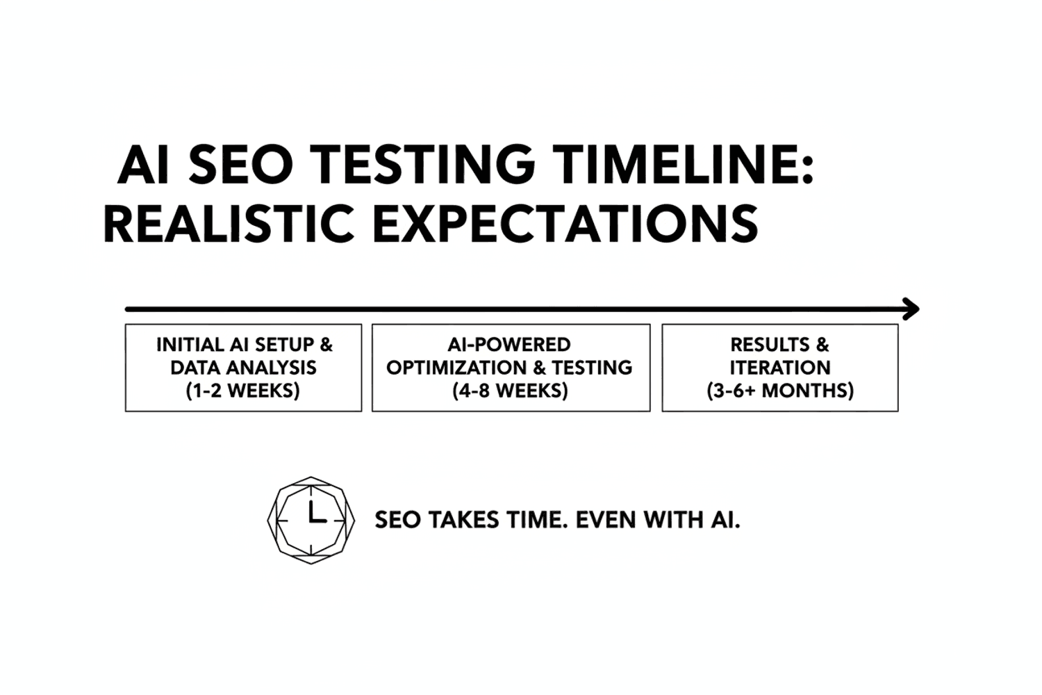 How To Use Ai In Seo: The Human-In-The-Loop Strategy That Actually Works 16 Chart Showing Ai Seo Testing Timeline With Realistic Expectations