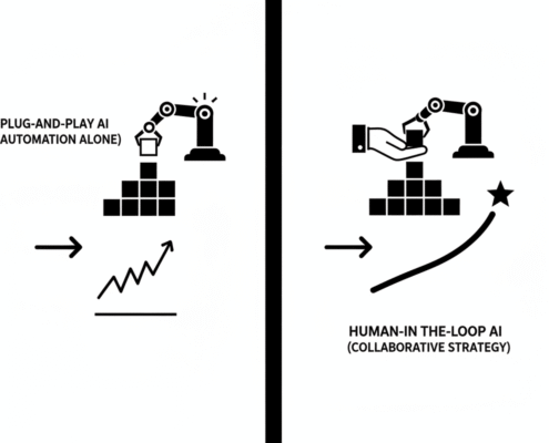Split Screen Comparison Showing Isolated Automation Versus Collaborative Approach